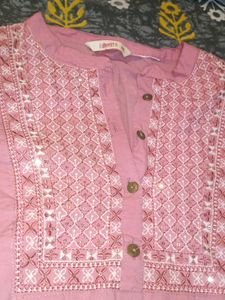 Pink Embroided Short Kurti
