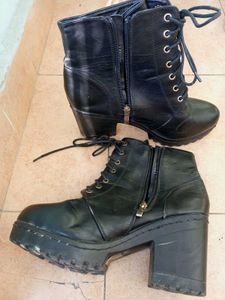 Black Ankle Boots with Laces