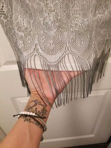 Sparkling Silver Embellished Fringe Dress