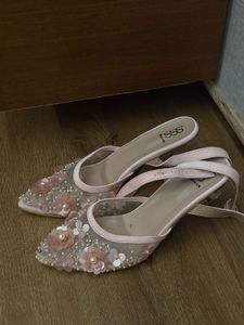Embellished Mesh Heels