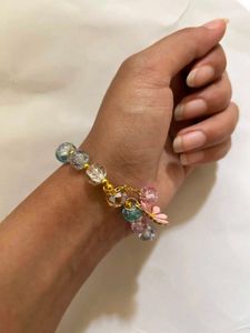 Colorful Beaded Bracelet with Flower Charm