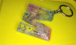 Resin 'M' Initial Keychain