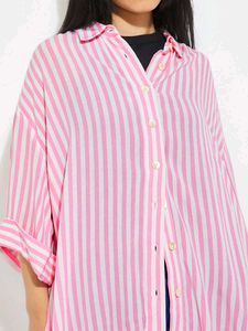pink striped oversized Shirt women