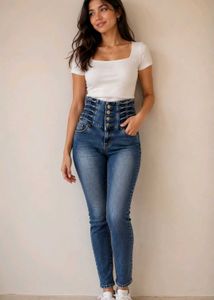 High-Waisted Skinny Blue Jeans
