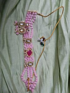 Elegant Pink Beaded Necklace &amp; Earring Set