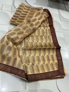 Elegant Yellow Saree with Maroon Border
