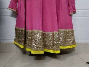 Pink anarkali with yellow contrast!!!