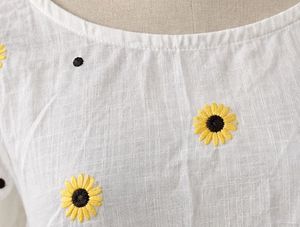 Charming Sunflower Embroidered Bell Sleeve Top