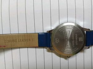 Sonata Blue Leather Strap Watch