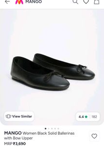 Mango Black Bow Ballerinas