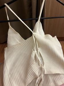 Urbanic White Ribbed Knit Cropped Tank Top