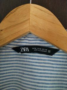ZARA Striped Oversized Button-Down Shirt