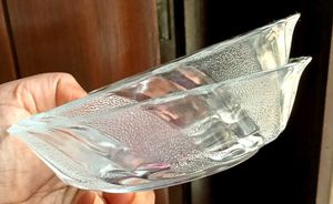 Set of 2 Clear Glass Swirl Design Saucers