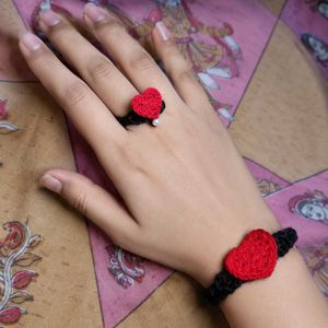 Handmade Heart Ring and Bracelet Set