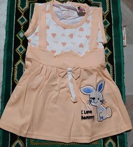 100% Cotton Cute Baby Girl's Peach Dress