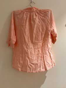 Chic Peach V-Neck Blouse