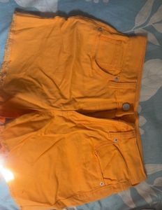 Orange Denim Shorts