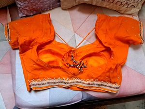 Heavy Orange Embroidered Saree