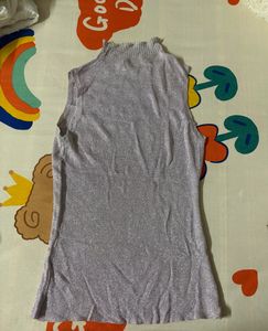Sparkly Mock Neck Sleeveless Top