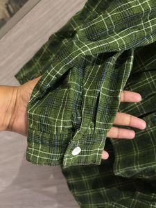 Green Plaid Button-Up Shirt