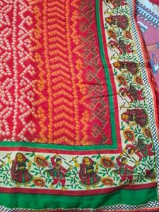 Vibrant Indian Saree with Traditional Motifs