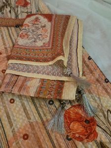 Khadi Cotton Suit With Mirror Work &amp; Tussle On Dup