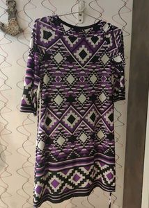 Purple Geometric Mini Print Dress