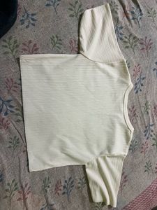 Beige Ribbed Crop Top
