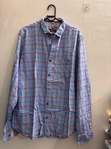 Men's Blue Plaid Long Sleeve Shirt