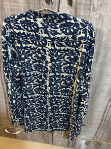 Blue &amp; White Ethnic Print Kurta