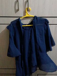 Stylish Blue Ruffled Top