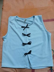 Cute Bow Tie Front Sleeveless Top