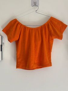 Orange Tie-Front Crop Top
