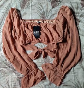 Shein Brown Square Neck Crop Top