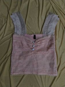 Cute Pink Lace Trim Tank Top