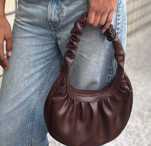 Chic Brown Ruched Shoulder Bag