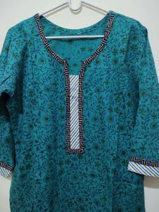 Green Floral Leaf Print Kurta