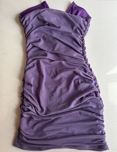Purple Ruched Tube Dress - Non Stretch