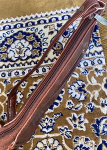 Brown Croc Embossed Shoulder Bag