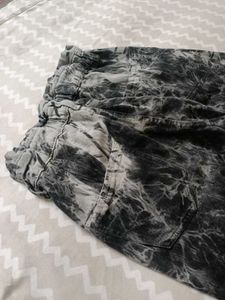 Trendy Grey Tie-Dye Mom Fit Jeans