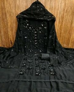 Georgette Black Sequined Suit