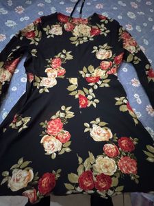 Black Floral Print Dress
