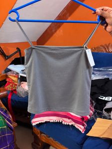 Grey Spaghetti Strap Cami Top