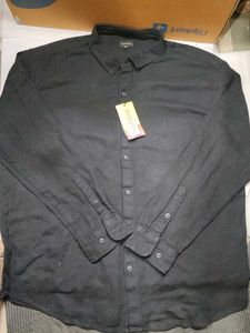 Men's Black Textured Full Sleeves Shirt