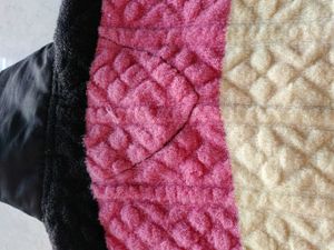 Patchwork Knit Hooded Cardigan