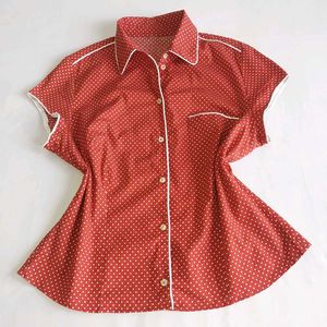 Chic Polka Dot Button-Up Top Y2k edit 🐞
