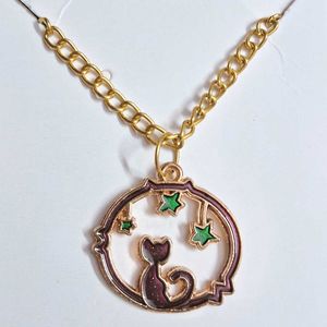 Cute Cat & Stars Pendant Necklace