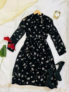 Imported Korean Dreamy Black Floral Dress