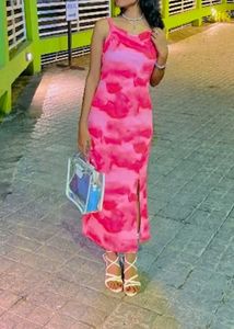 Stylish Pink Tie-Dye Maxi Dress
