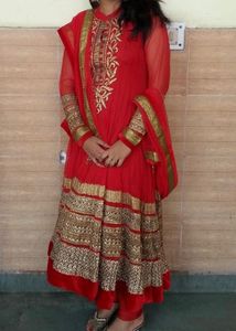 Red Anarkali Kurta Set with Dupatta